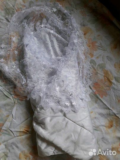 Конверт одеяло с вуалью на выписку