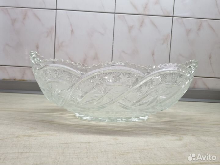 Советский салатник ладья хрусталь, СССР