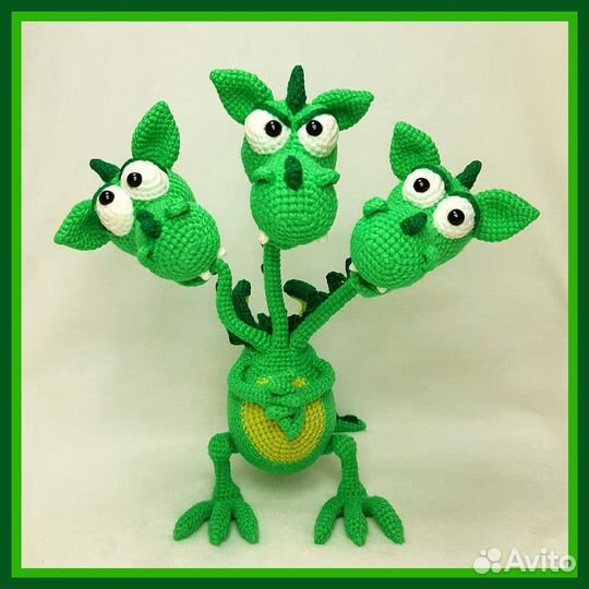 Вязаные игрушки Дракон и Носорожек