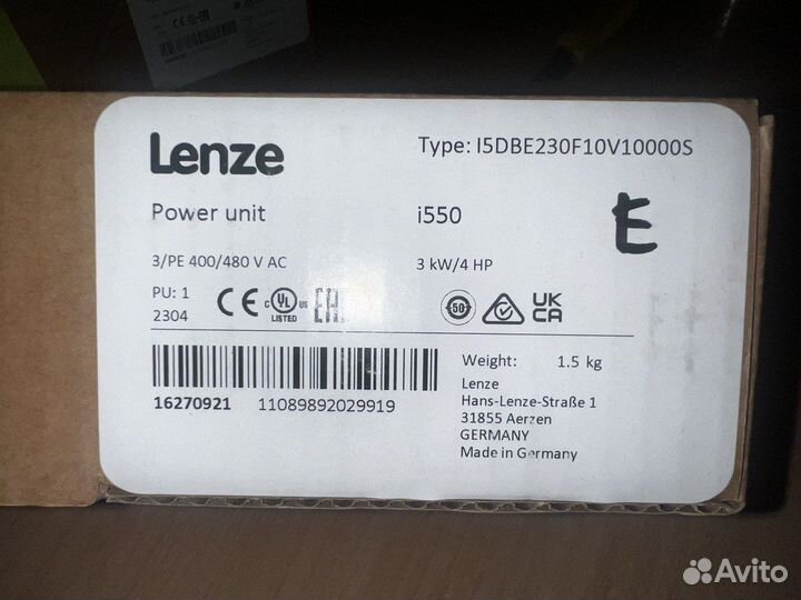 Lenze I5DBE230F10V10000S 16270921 i550 3 kW