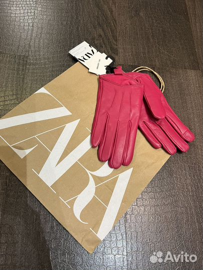 Перчатки Zara из кожи новые