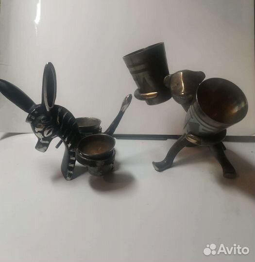 Обезьянка солонка ослик латунь СССР зебра