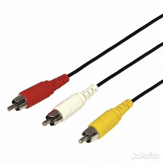 Кабель RCA x3-RCA x3 (тюльпаны) черный, новый 1 м