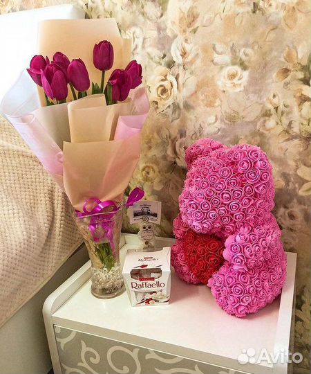 Мишка из роз 40 см