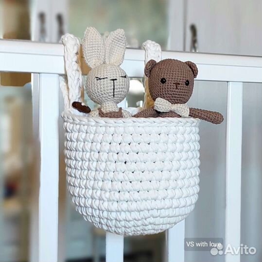Корзина подвесная вязаная