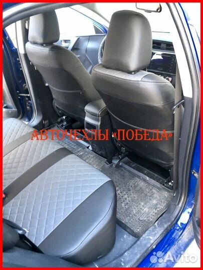 Чехлы Toyota Corolla 11 из экокожи чёрно-серые Ром