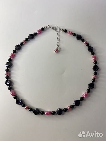 Розовые бусы пластик 47 см