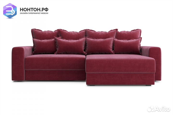 Диван угловой тик-так Омега бордовый