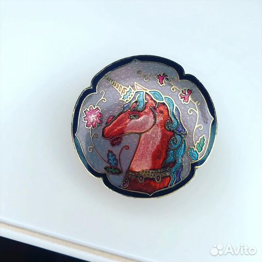 Брошь-зажим Единорог для платка, шарфа. Винтаж,США