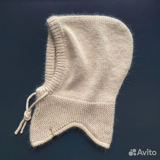 Пушистый вязаный капор капюшон ручной работы