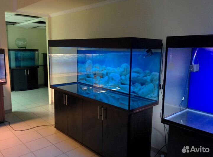 Аквариум 700л. Новый, свет, биофильтр, тумба, фон