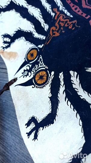 Панно картина из кожи Паук