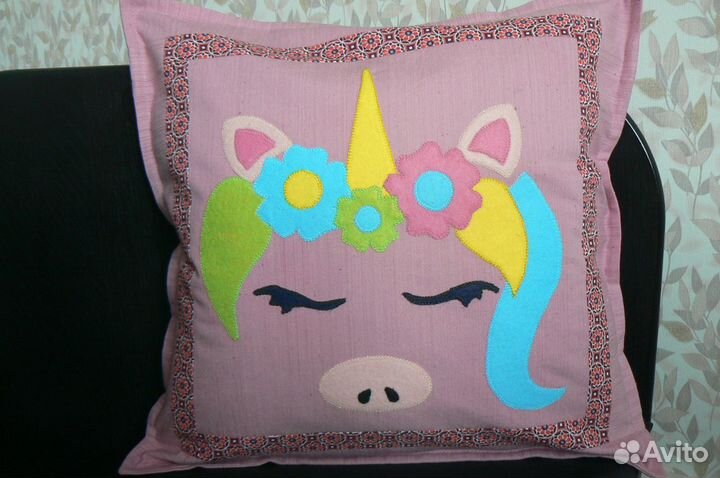 Чехол на подушку Единорог(новая/ручная работа)