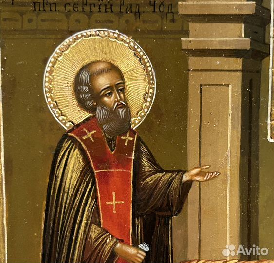 Икона Сергий Радонежский у гробов Родителей