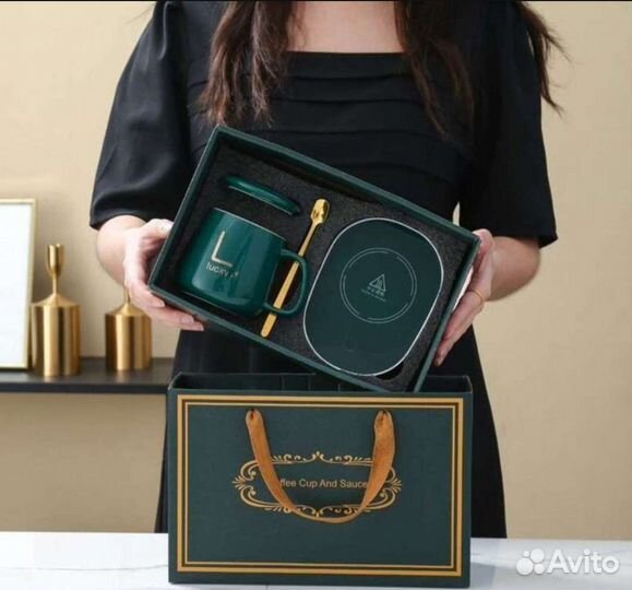 Кружка с подогревом с крышкой и ложкой