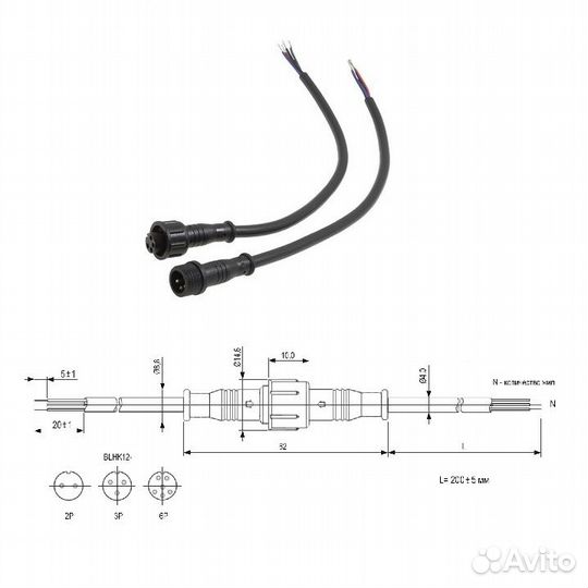 1 шт Разъем герметичный кабельный blhk12-4PB 250 В