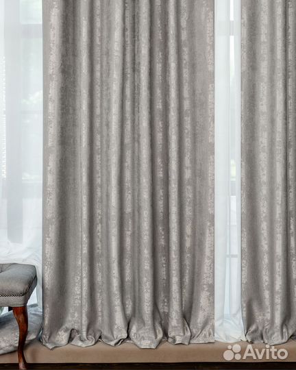Портьеры мрамор Зарина Светло-серый шторы