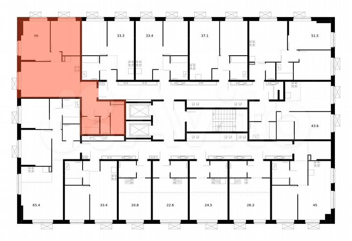 2-к. квартира, 66 м², 16/16 эт.