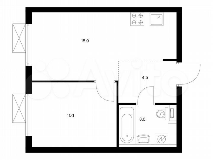 1-к. квартира, 34,1 м², 10/25 эт.