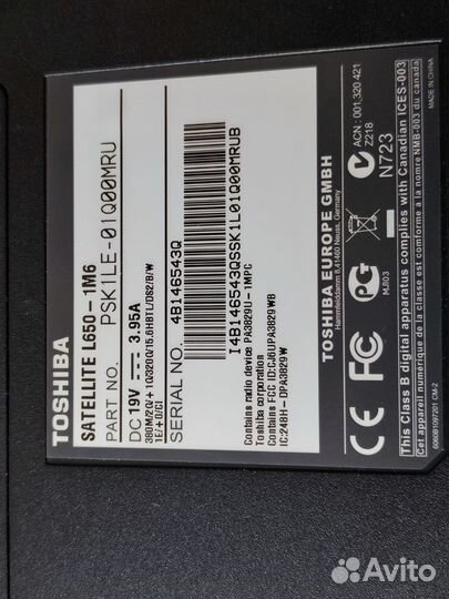 Ноутбук toshiba satellite L650