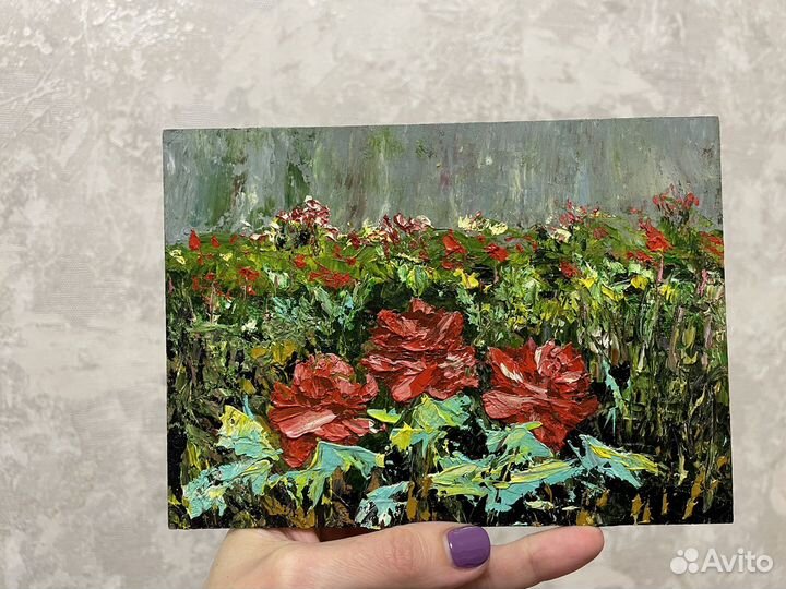 Картина маслом Божьи коровки