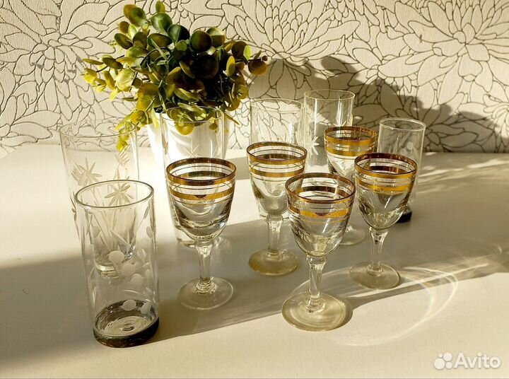 Посуда стеклянная СССР стаканы рюмки