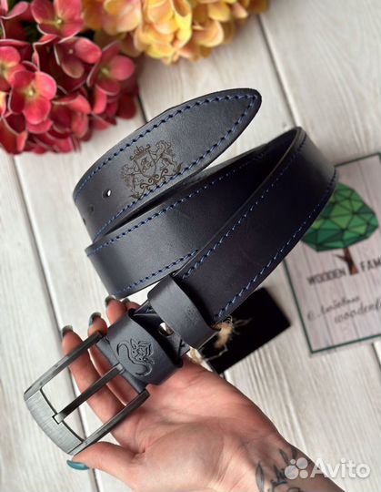 Ремень из натуральной кожи с гравировкой