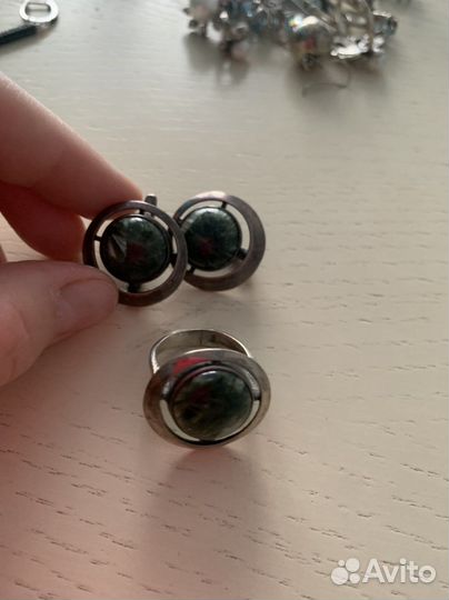 Серебряные серьги кольца подвески