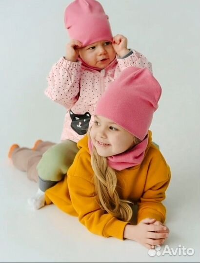 Шапка со снудом для девочки демисезонная