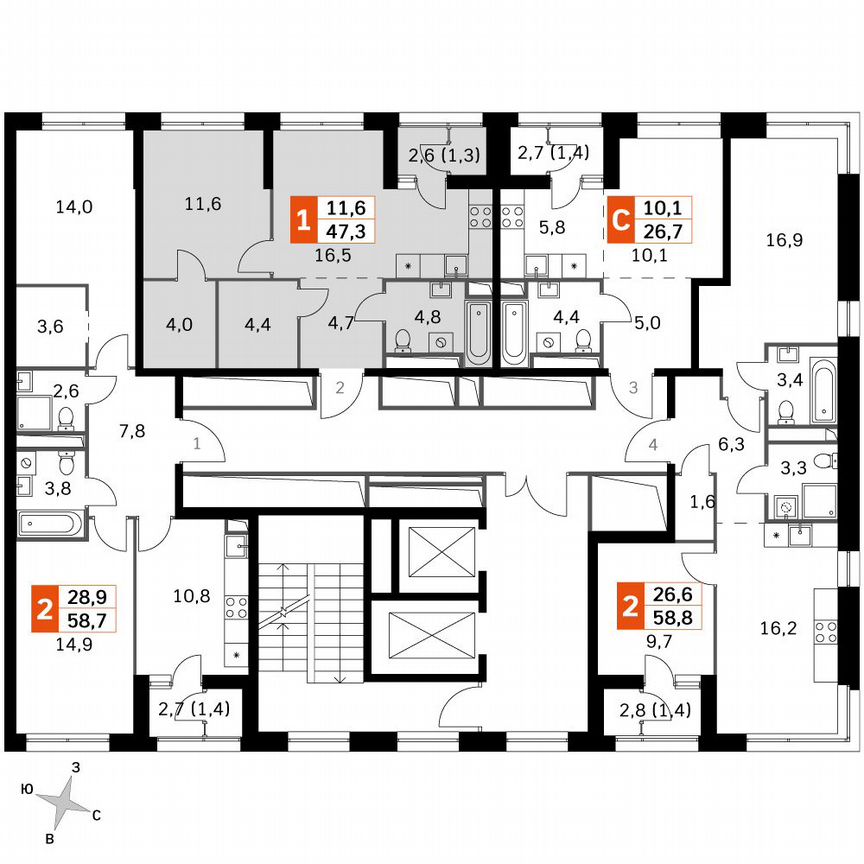 1-к. квартира, 47,5 м², 17/17 эт.