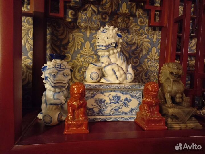 Старинный китайские фарфоровые собачки Фу-фэ19век