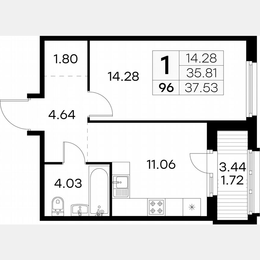 1-к. квартира, 37,5 м², 10/15 эт.