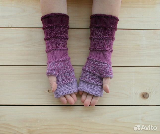Перчатки женские вязаные с градиентом цвета, новые