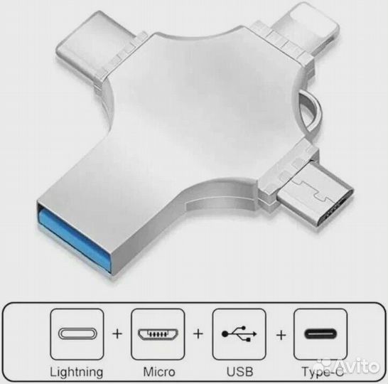 USB флешка Lider mobile для Айфона и андройда 4в1