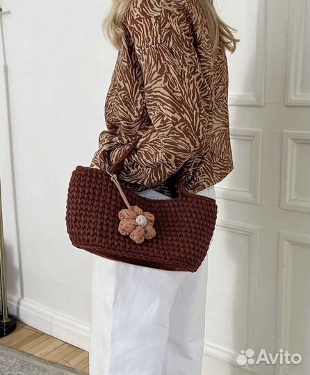 Сумка корзина плетеная (сумка кроше)