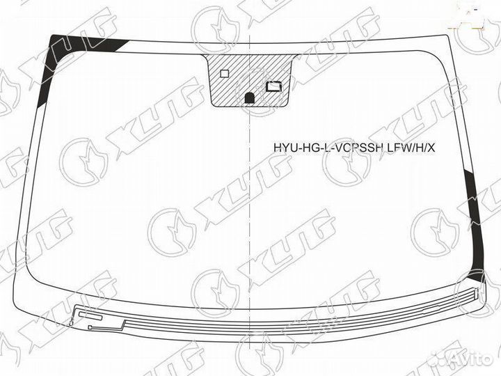 Стекло лобовое Hyundai Azera 11-16 / Gra