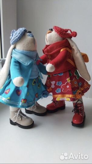 Игрушки зайцы,ручная работа