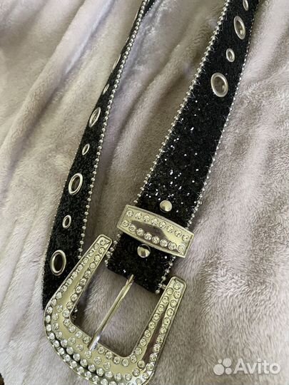 Ремень со стразами по типу b.b. simon sk8 y2k