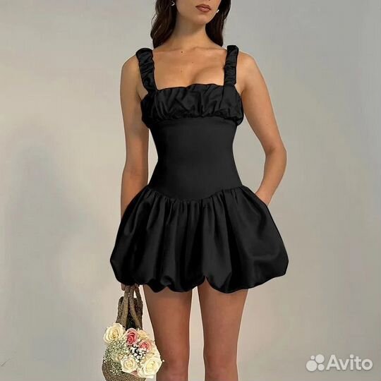Шикарное мини платье с пышной юбкой колокольчик