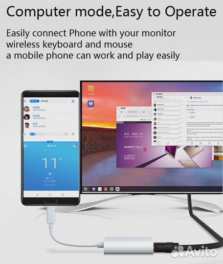 Оригинальный адаптер Huawei Type-C - hdmi / VGA