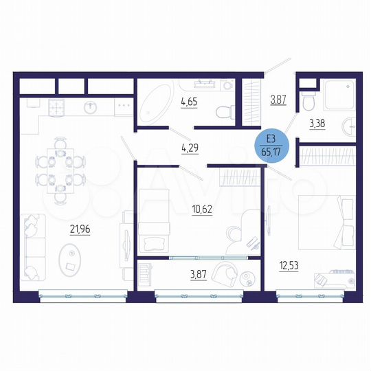 2-к. квартира, 65,2 м², 2/18 эт.