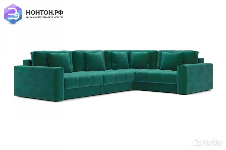 Диван угловой тик-так Монарх М3У1 изумрудный