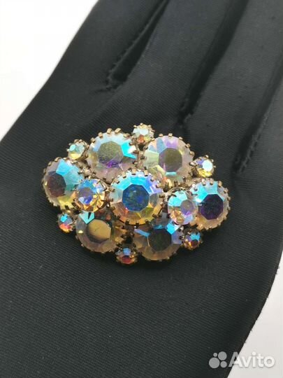 Брошь Чешское стекло Бижутерия СССР