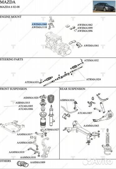 Опора двигателя Tenacity Mazda 6 GJ6G39060E
