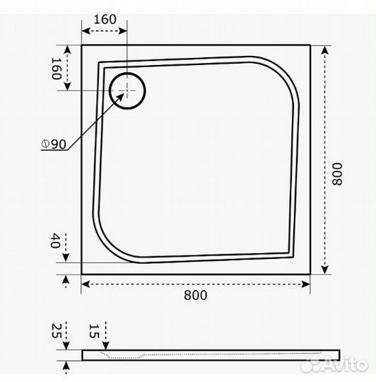 Душевой поддон квадратный 80х80.Белый.Комплект