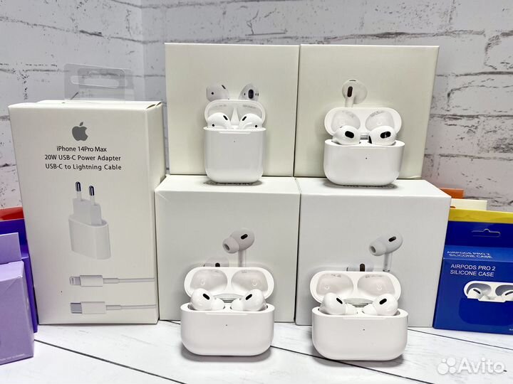 Наушники Airpods 2/3/pro 2 + зарядка для iPhone