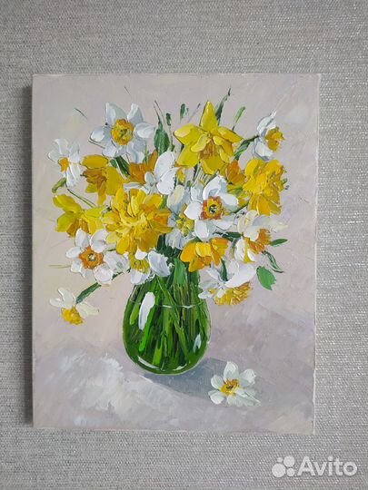 Картина маслом Нарциссы