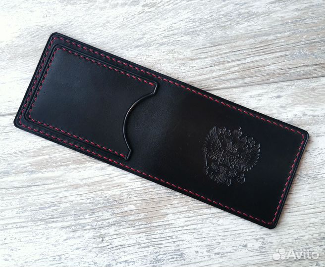 Обложка для удостоверения герб РФ из кожи