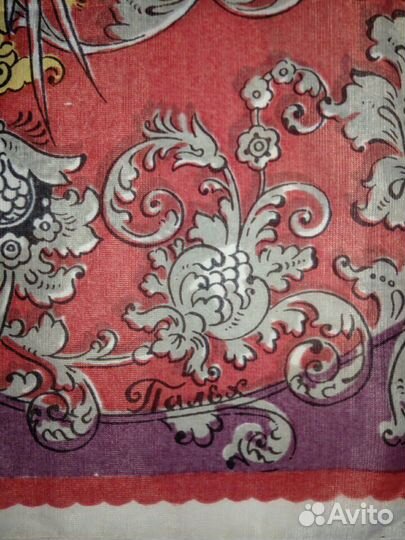 Платок СССР Калерии Кукулиевой с Палехским принтом
