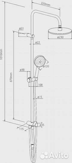 Душевая стойка Damixa Jupiter 977000000